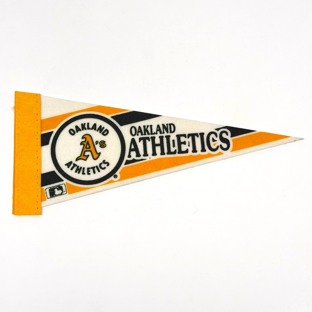 Vintage Oakland Athletics Pennant Flag MLB Felt Banner Green Yellow 4x9 Inch